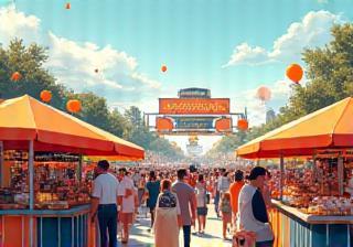 People attending a bustling food event