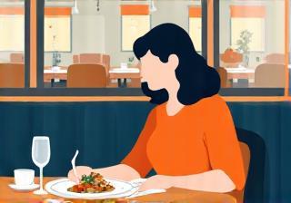 A person reviewing food at a restaurant